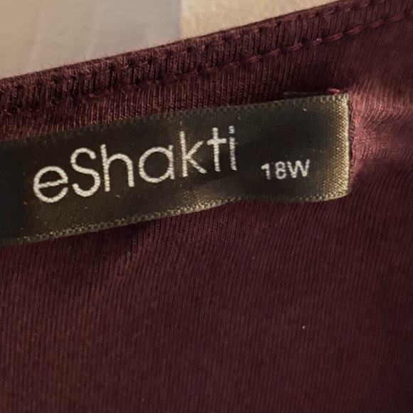 eShakti Midi Eggplant colored Dress with Floral Embroidery 18W - Picture 3 of 6